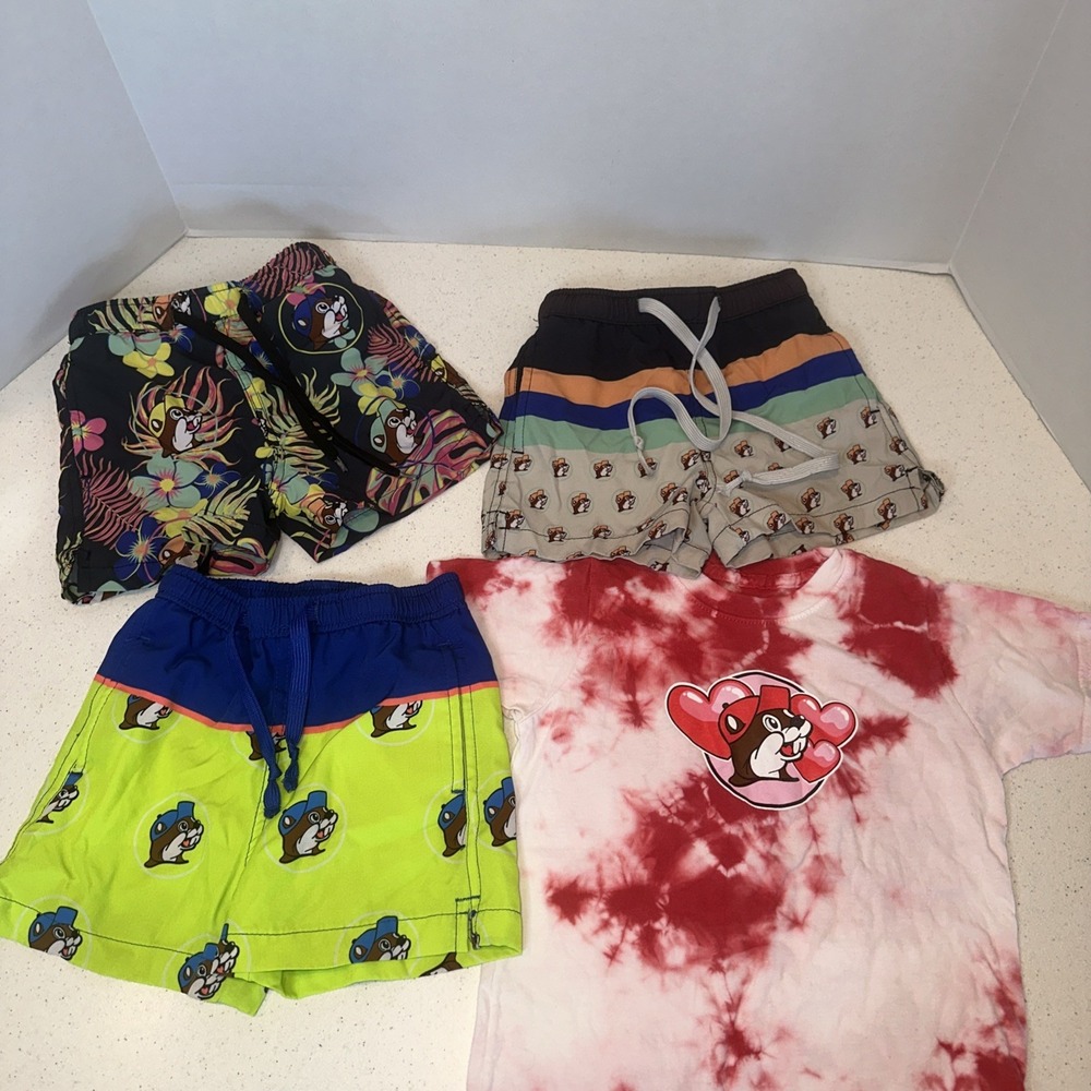 Buc-ees 3T Swim Board Shorts & Valentine Shirt & 2T Swim Shorts Beaver Print
